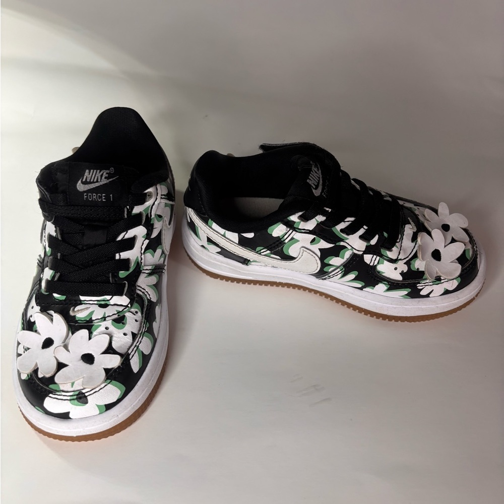 Nike Kids Black and White Floral Sneakers